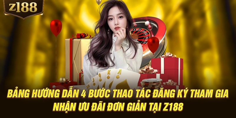 Bảng hướng dẫn 4 bước thao tác đăng ký tham gia nhận ưu đãi đơn giản tại Z188